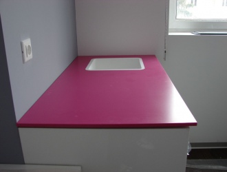 blat cu lavoar din material compozit bicolor Kerrock